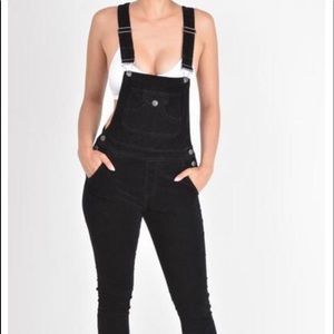 Black corduroy overalls